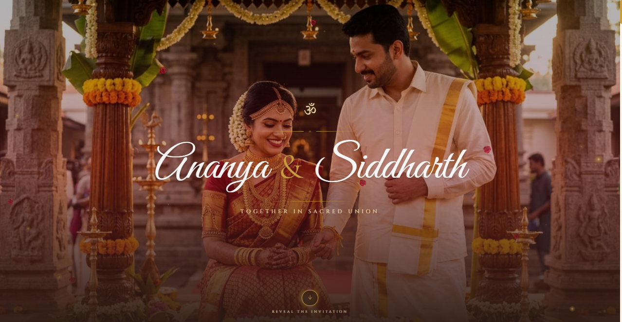 Malayalam and English Wedding Invitation Website Typography Preview